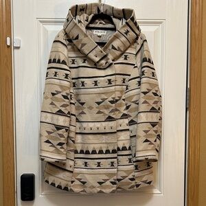 AVA & VIV Cardigan Coat Cape With Hood Aztec Geometric Design Size 2X